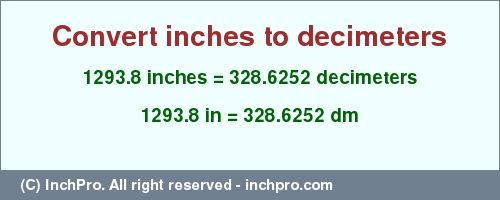 Result converting 1293.8 inches to dm = 328.6252 decimeters