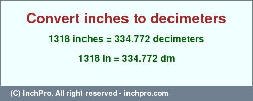 Result converting 1318 inches to dm = 334.772 decimeters