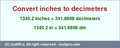 Result converting 1345.2 inches to dm = 341.6808 decimeters