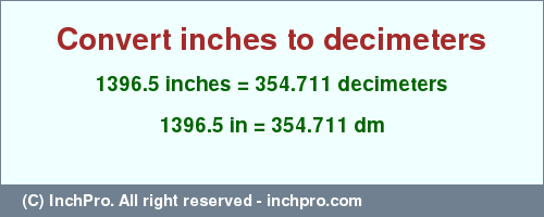 Result converting 1396.5 inches to dm = 354.711 decimeters
