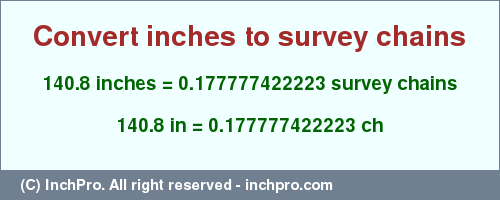 Result converting 140.8 inches to ch = 0.177777422223 survey chains