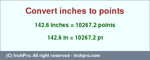 Result converting 142.6 inches to pt = 10267.2 points