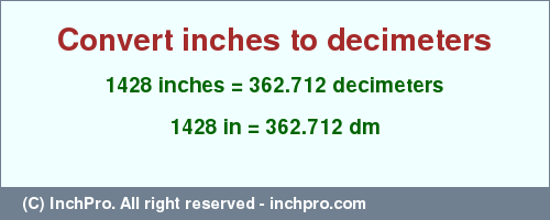 Result converting 1428 inches to dm = 362.712 decimeters