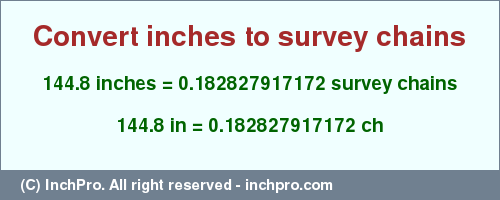 Result converting 144.8 inches to ch = 0.182827917172 survey chains