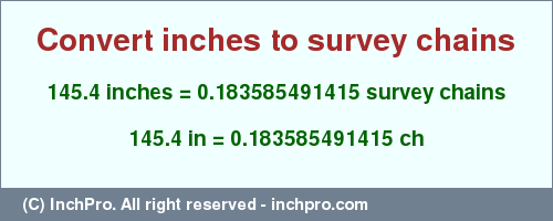 Result converting 145.4 inches to ch = 0.183585491415 survey chains