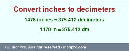Result converting 1478 inches to dm = 375.412 decimeters