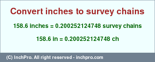 Result converting 158.6 inches to ch = 0.200252124748 survey chains