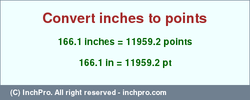 Result converting 166.1 inches to pt = 11959.2 points