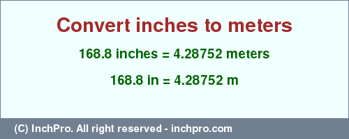 Result converting 168.8 inches to m = 4.28752 meters