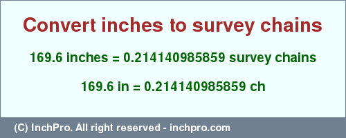 Result converting 169.6 inches to ch = 0.214140985859 survey chains