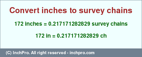 Result converting 172 inches to ch = 0.217171282829 survey chains