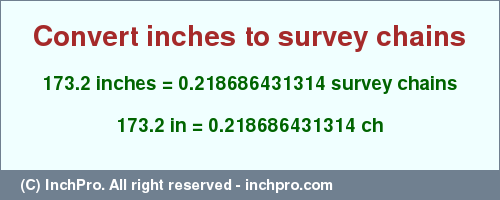 Result converting 173.2 inches to ch = 0.218686431314 survey chains