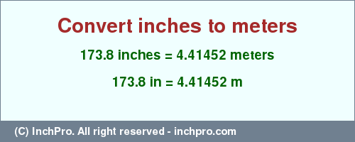 Result converting 173.8 inches to m = 4.41452 meters