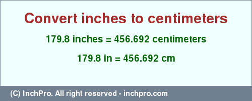 Result converting 179.8 inches to cm = 456.692 centimeters