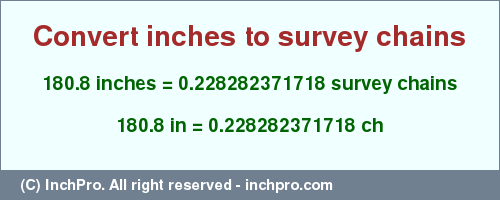 Result converting 180.8 inches to ch = 0.228282371718 survey chains