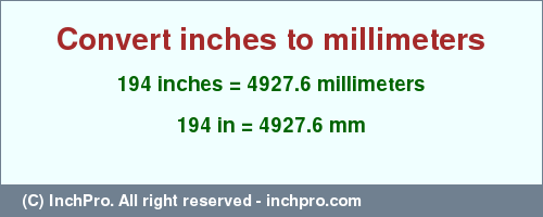 Result converting 194 inches to mm = 4927.6 millimeters