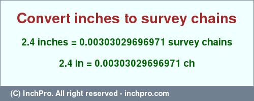 Result converting 2.4 inches to ch = 0.00303029696971 survey chains