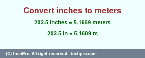 Result converting 203.5 inches to m = 5.1689 meters