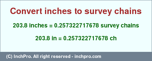 Result converting 203.8 inches to ch = 0.257322717678 survey chains