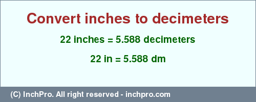 Result converting 22 inches to dm = 5.588 decimeters