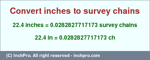 Result converting 22.4 inches to ch = 0.0282827717173 survey chains