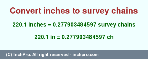 Result converting 220.1 inches to ch = 0.277903484597 survey chains