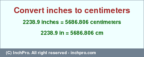 Result converting 2238.9 inches to cm = 5686.806 centimeters