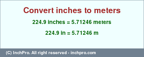 Result converting 224.9 inches to m = 5.71246 meters