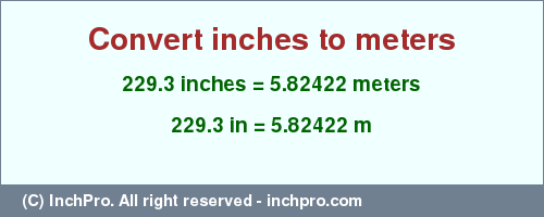 Result converting 229.3 inches to m = 5.82422 meters