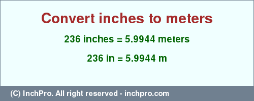 Result converting 236 inches to m = 5.9944 meters