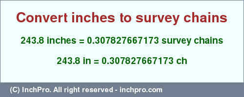 Result converting 243.8 inches to ch = 0.307827667173 survey chains