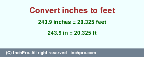 Result converting 243.9 inches to ft = 20.325 feet