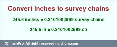 Result converting 245.6 inches to ch = 0.3101003899 survey chains