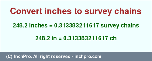 Result converting 248.2 inches to ch = 0.313383211617 survey chains