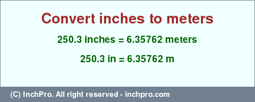 Result converting 250.3 inches to m = 6.35762 meters