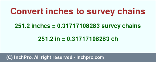 Result converting 251.2 inches to ch = 0.31717108283 survey chains