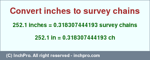 Result converting 252.1 inches to ch = 0.318307444193 survey chains