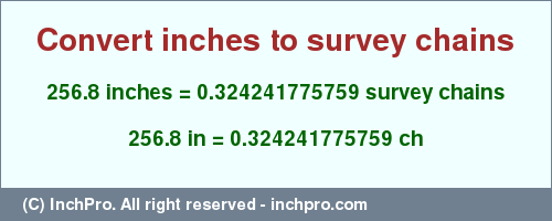 Result converting 256.8 inches to ch = 0.324241775759 survey chains