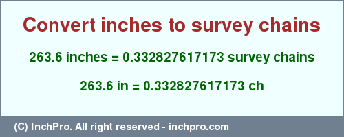 Result converting 263.6 inches to ch = 0.332827617173 survey chains