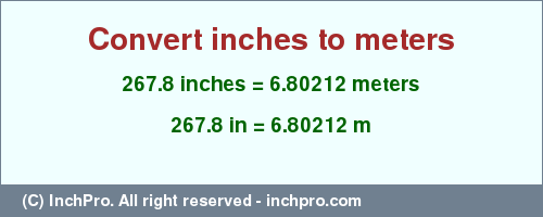 Result converting 267.8 inches to m = 6.80212 meters