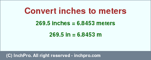 Result converting 269.5 inches to m = 6.8453 meters