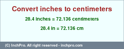 Result converting 28.4 inches to cm = 72.136 centimeters