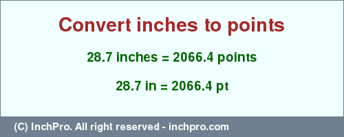 Result converting 28.7 inches to pt = 2066.4 points