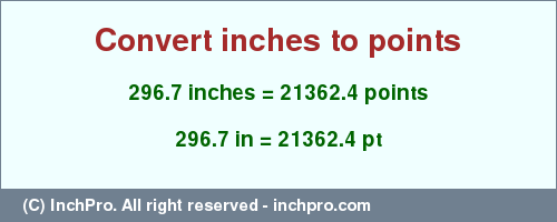 Result converting 296.7 inches to pt = 21362.4 points