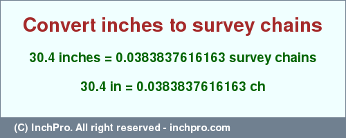 Result converting 30.4 inches to ch = 0.0383837616163 survey chains