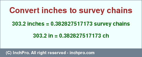 Result converting 303.2 inches to ch = 0.382827517173 survey chains