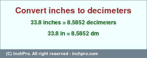 Result converting 33.8 inches to dm = 8.5852 decimeters