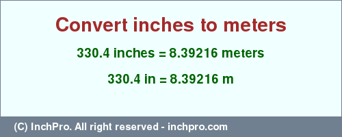 Result converting 330.4 inches to m = 8.39216 meters