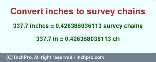 Result converting 337.7 inches to ch = 0.426388036113 survey chains