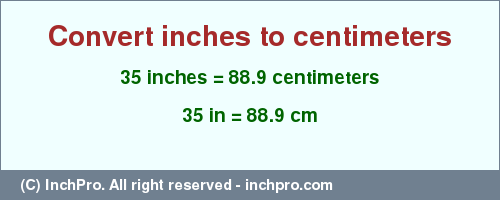Result converting 35 inches to cm = 88.9 centimeters